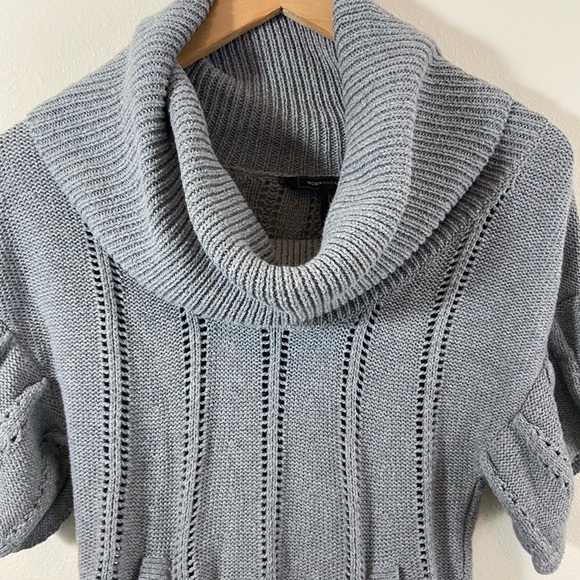 BCBGMaxazria Merino Wool Blend Cowlneck Open Knit Sweater Grey Womens Sz S - Picture 2 of 11